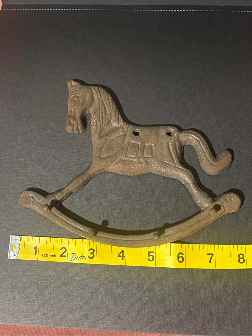 Vintage cast iron multi wall hook rocking horse equestrian decor
